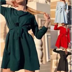 vestido feminino elegante casual manga longa para looks casual e eventos/vestido básico