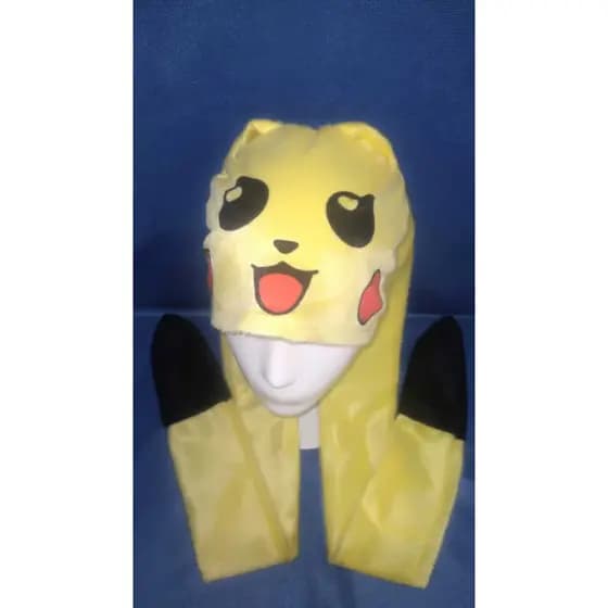 ⚡Touca do Pikachu com Orelhas de Cachecol de 1 metro  + chaveiro Pokebola de Brinde