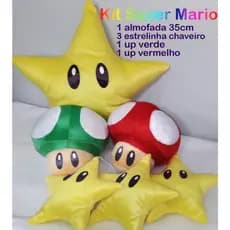 🎮 KIT SUPER MARIO BROS Decoração Gamer Infantil Presente Criativo !ALMOFADA ESTRELA + COGUMELOS 1UP  + ESTRELINHAS 🍄✨