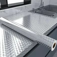 2/5/10 Metro Rolo Papel Adesivo De Alumínio Com 3D Impermeável Proteção Para Cozinha E Fogão Top