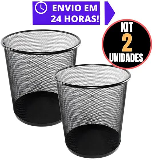 Lixeira 10 Litros De Metal Aramado Cesto Lixo Reforçado Para Escritorio Casa Quarto Banheiro
