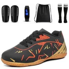 Kit Chuteira Infantil Meião Mochila Caneleira Rélogio Futsal Society Salão Costurada Reforçada28-33