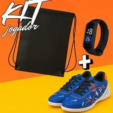 Kit Jogador Relógio e Mochila Chuteira Infantil Masculina Futsal Salão Society Confortável 28 Ao 33