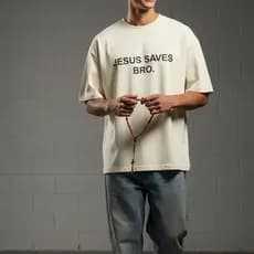 Camiseta Oversized Cristã - Jesus Saves Bro.