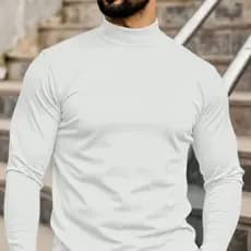 Camisa Gola Alta Masculina - Manga Longa Slim Fit - Modelagem Justa