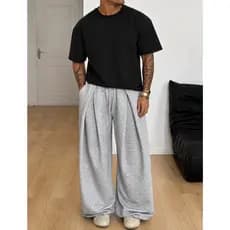 Calça Moleton Super Baggy Plated - Pregas Grandes.