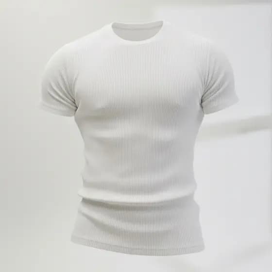 Camiseta Canelada Justa - Malha texturizada com Elastano - Baby look