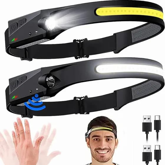 Lanterna de Cabeça LED USB Ideal para Esportes e Camping