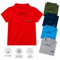 kit 3  Polo Camisa Básica Blusa Infantil 2 ao 8 Menino Casual, Casamento, Batizado, Aniversário