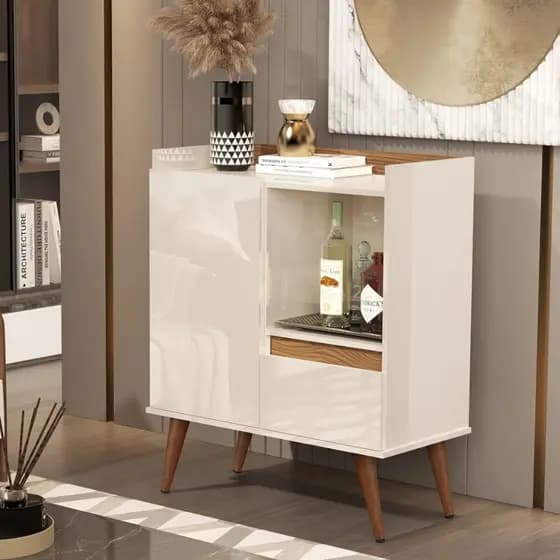 Aparador Buffet 2 Portas Cantinho Café Sala de Jantar Estar Pés Madeira Retrô Organizador Decorativo
