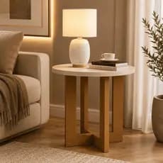 Mesa Lateral Apoio Centro Redonda com Pés de Madeira MDF Retro Canto Sofá Porta Objetos Decoração