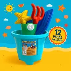 Baldinho Infantil de Praia – Kit 12 Peças Como Moldes, Pás e Regador – Brinquedo Para Areia, Piscina e Jardim