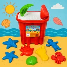 Baldinho Infantil de Praia 10 Peças Como Molde Pázinha Acessórios Coloridos para Brincar Areia e Piscina