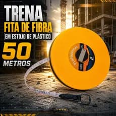 Trena Fita De Fibra Em Estojo De Plástico 50 Metros
