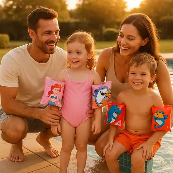 Boia De Braço Fundo Do Mar Infantil Natação Piscina Praia Par de Boia Braço Menino Menina Peso  15 a 30kg  TubarãoSereia
