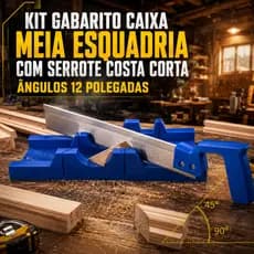 Kit Gabarito Caixa Meia Esquadria Com Serrote Costa Corta Ângulos 12 Polegadas