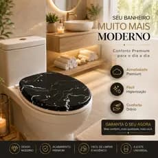 Assento Sanitário Almofadado Marmorizado Encaixe Universal Oval e Higiénico Banheiro Confortável