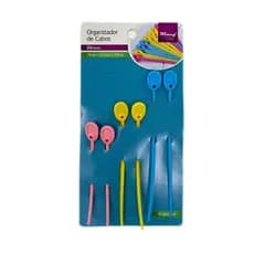 Organizador de Cabos kit com 6 peças Abraçadeira Multiuso Silicone Colorido