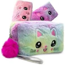 Estojo Escolar Feminino Colorido Necessaire De Lápis Feminino bolsa de Cosmeticos Pelúcia