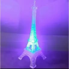 Torre Eiffel em Acrílico com Led Pisca Colorido 20 cm altura Decoração Luz Abajur Led