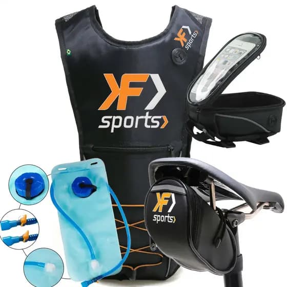 Kit Ciclismo Mochila Hidratação Térmica Com Refil Bolsa De Selim Case Porta Celular De Quadro - Brinde Protetor De Quadro F Sports