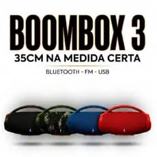 Caixa Som Bluetooth BOOMBOX 3 35CM 80W Moderna e Compacta