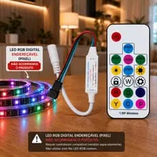 Controle para Fita LED RGB Digital WS2811 com suporte para até 300pixel LEDs 5v 12v e 24v 17 Teclas