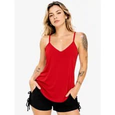 Regata Feminina Duna Lisa Alcinha Decote V Básica Soltinha Casual Tecido Leve Confortável Premium