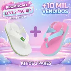 KIT Chinelos de Bebê Menino e Menina Baby Brasil De Borracha Original Anti-Derrapante