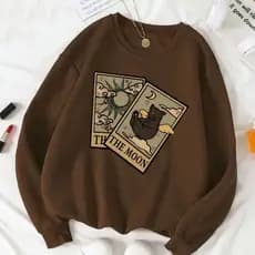 Moletom Careca Cartas De Tarô Gola Redonda Casaco Feminino Masculino Flanelado Unissex Algodão