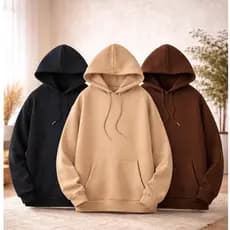 Kit 3 Blusas Moletom Canguru Com Capuz Liso Frio Unissex Masculino e Feminino Com bolso Algodão