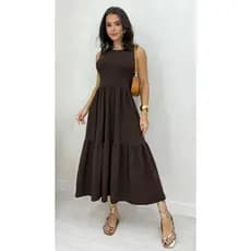 VESTIDO LONGO MALHA VISCOLYCRA TRES MARIAS CONFORTAVEL REGATA GOLA REDONDA MODA EVANGELICA