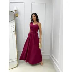 vestido longo casamento festa formatura com bojo laço cinto bolso alcinha regualvel