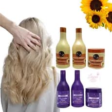 Kit Óleo de Argan E Girassol 100% Vegan + Kit Matizador Cabelos Loiros 500ml Maycrene