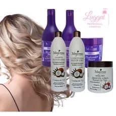 Kit Matizador Platinum Cabelos Loiros + Kit Óleo de Coco Cabelos Ressecados - 6 Produtos Maycrene