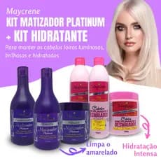 Kit Matizador Loiro Platinum  e Kit Hidratação Profunda Cabelos Disciplinados e Desmaiados Maycrene