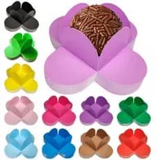 Forminha 4 Pétalas doce Brigadeiro Finos Casamento Caixeta Aniversário Decoração Varias Cores