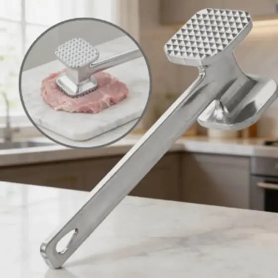 Martelo Carne Bife Amaciador Batetor Manual Cozinha Aluminio Profissional Grande