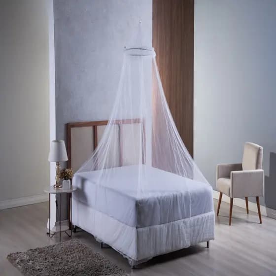 Mosquiteiro de Teto Simples Tela Veu Quarto Decoração Branco Cama Proteção Delicado Macio Arco Metal