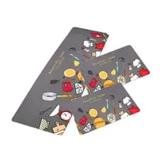 Jogo de Tapetes 3 Pçs Passadeira Cozinha Cinza Antiderrapantes Macio Lavável Casa Kit Trio Decoração