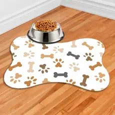Tapete para Cães e Gatos Tecido Felpudo Macio Confortável Uso Diário Ossinhos Patinhas Branco Neutro