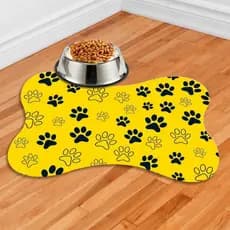Tapete Pet Felpudo Lavável Antiderrapante Cães e Gatos Macio Confortável Patinhas Amarelo Preto Fofo