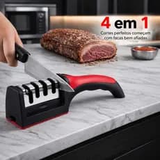 Amolador de Facas Manual 4 em 1 Profissional Afiador de Lâminas Tesouras Cozinha Churrasco ,