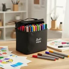 Canetas  Coloridas Ponta Dupla 100 Cores Com Estojo Organizador