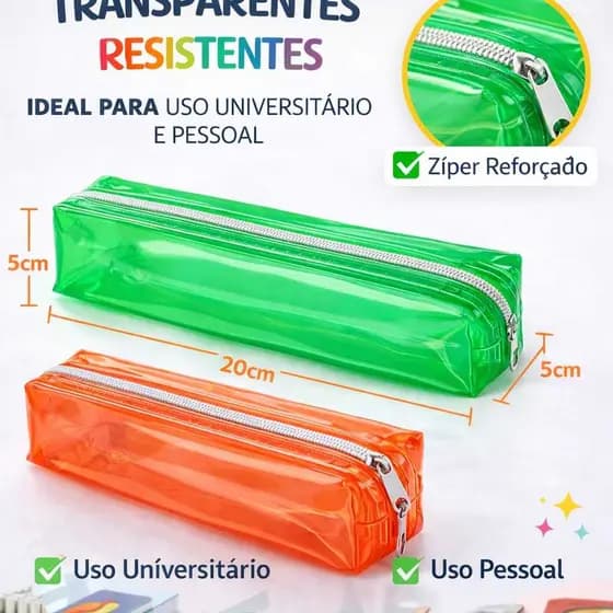 Estojo escolar com cores vibrantes diversas