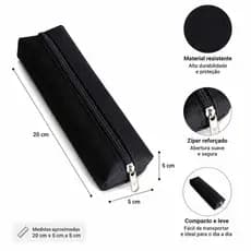 Estojo Escolar Preto  Simples  Impermeável Oxoford Resistente Compacto .