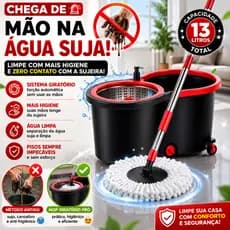 Mop Giratório Pró 13 Litros Com Rodas Dispenser Alça e 1 Refil