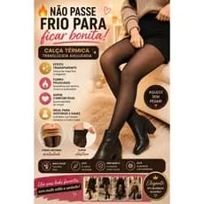 Calça Térmica Translúcida Aveludada Feminina Peluciada Inverno Preta
