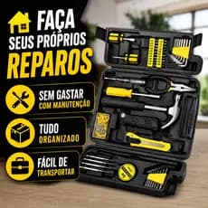 Maleta de Ferramentas 200 Peças Black Bull Completa com Martelo Alicate Chaves e Estojo Resistent