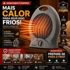 Aquecedor de Ar Elétrico Portátil 2000W 220V 2 Níveis de Temperatura Ventilação Forçada Cinza SR1264